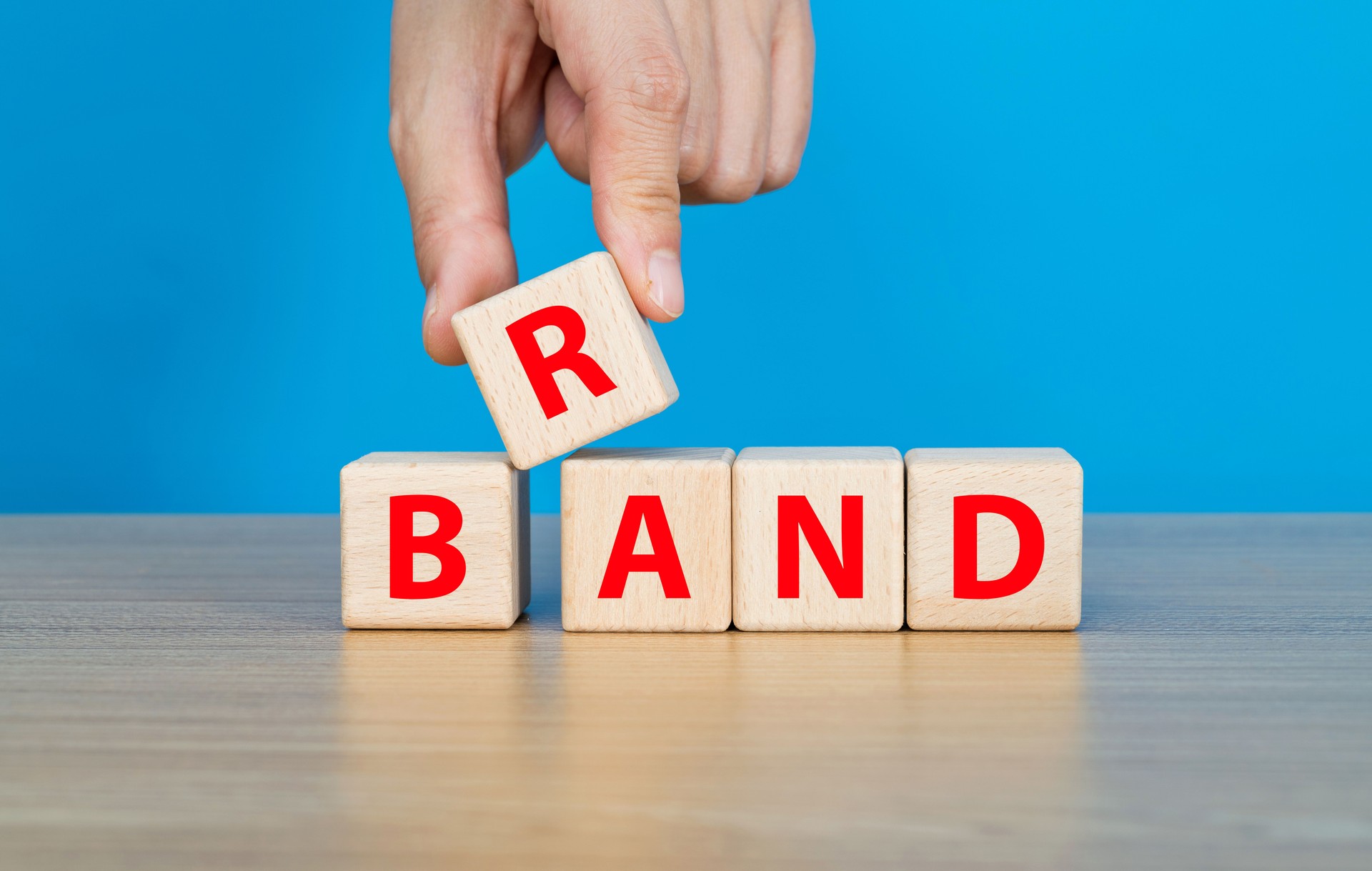 Wooden blocks with word brand